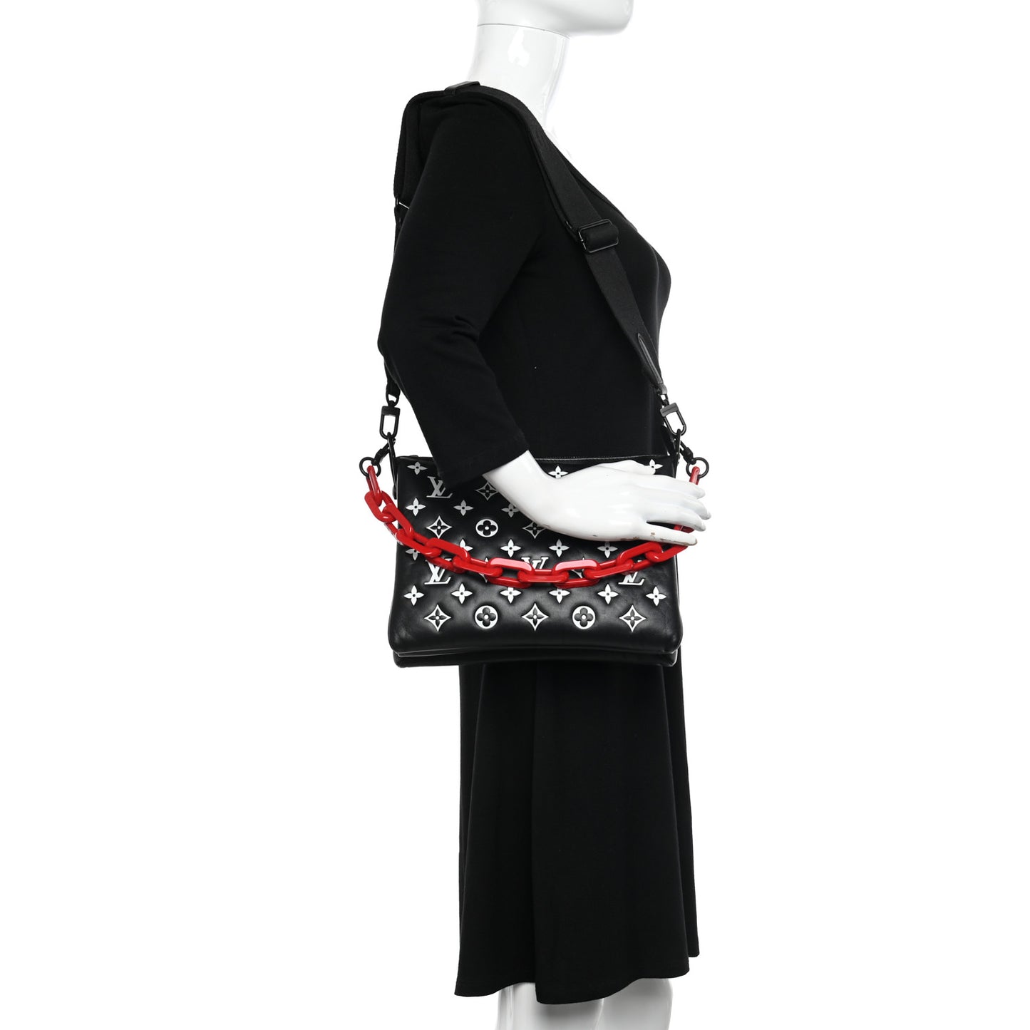 Lambskin Embossed Monogram Coussin PM Black White