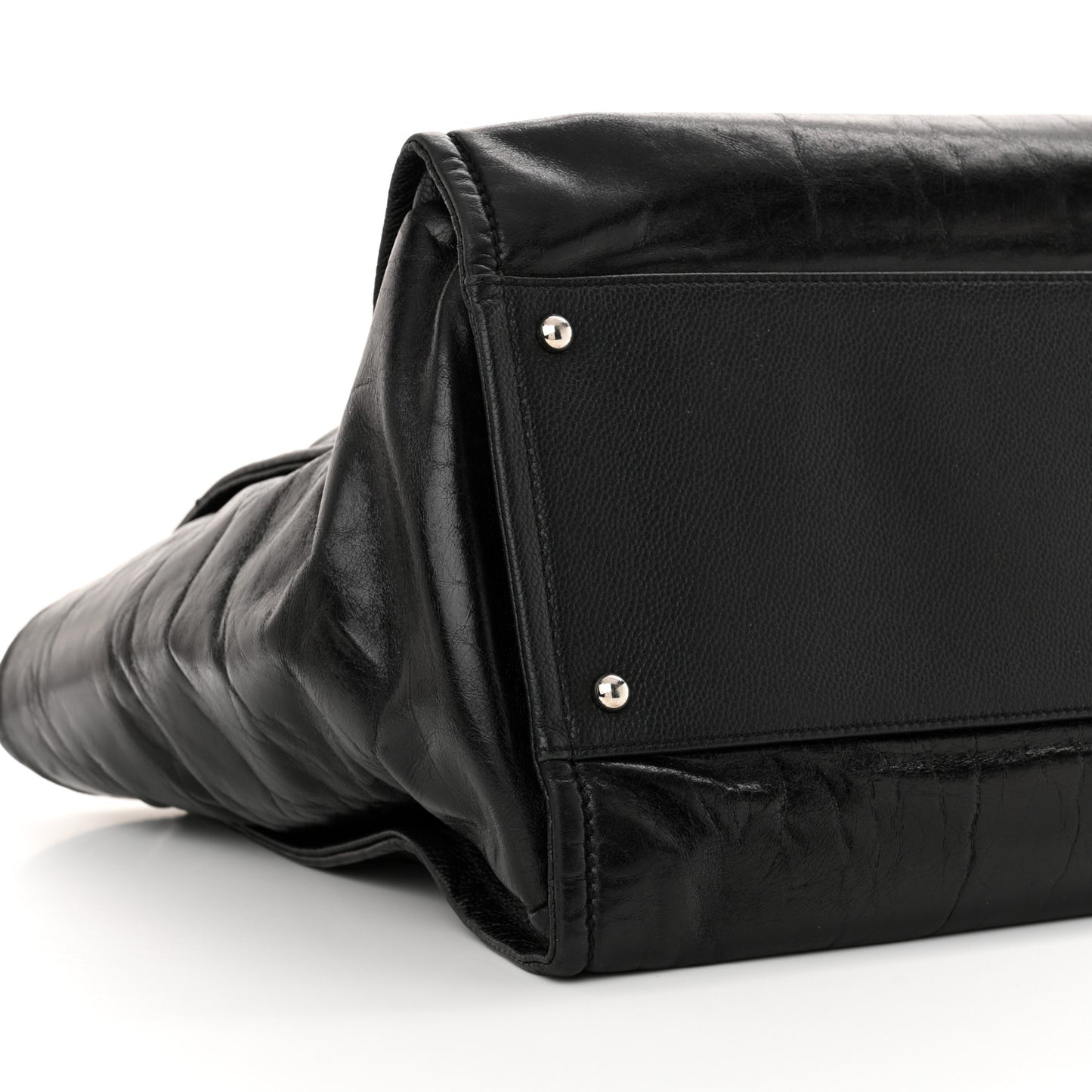 Glazed Calfskin Medium Deauville Tote Black