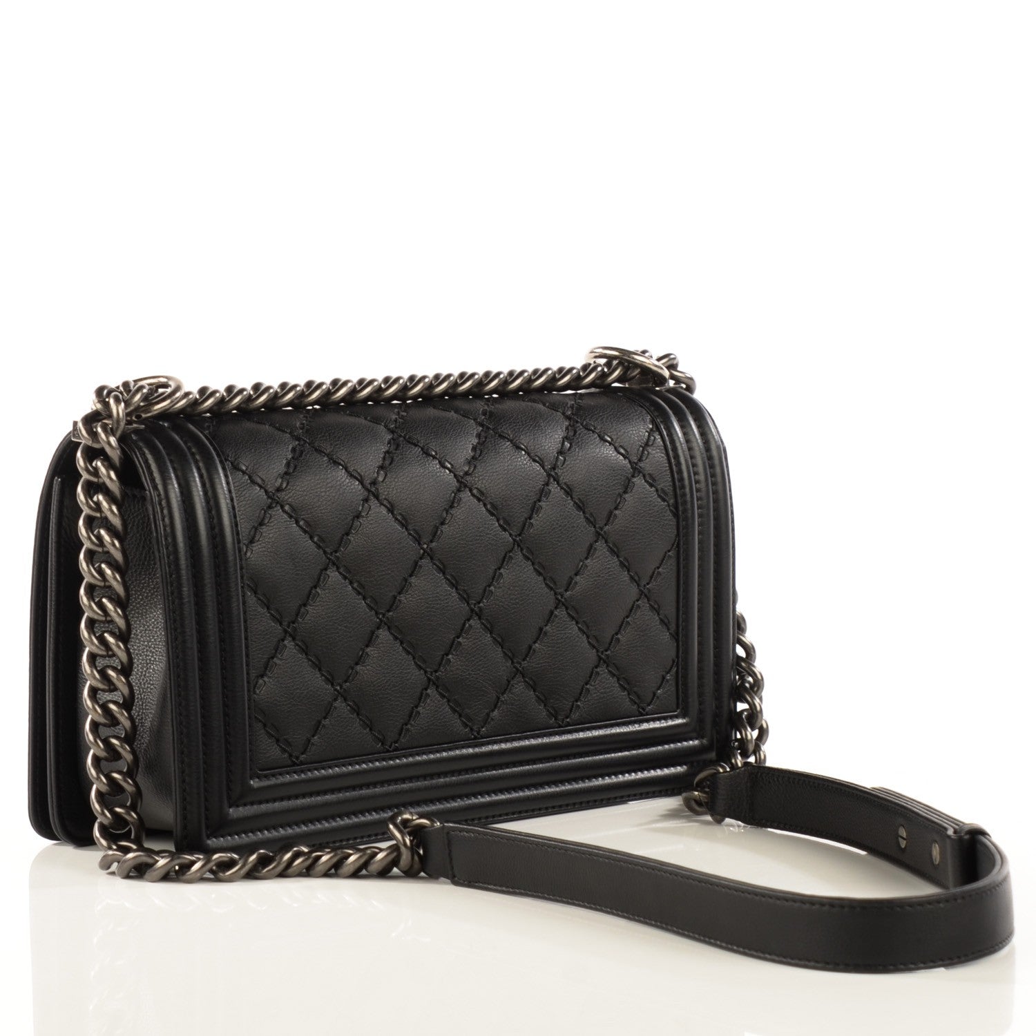 Chanel Calfskin Double Stitch Medium Boy Flap Black 3 of 9