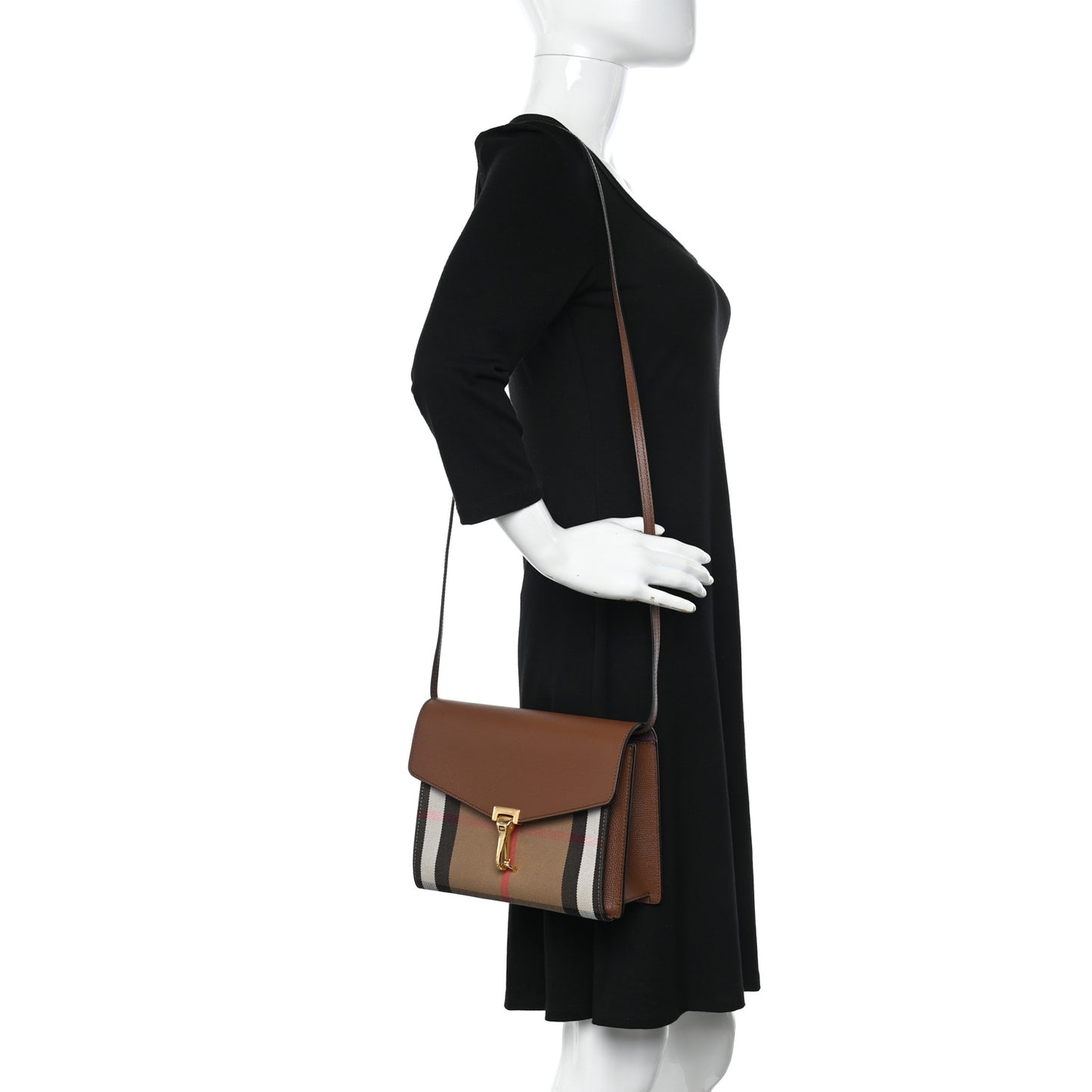 Derby Calfskin House Check Small Macken Crossbody Bag Tan