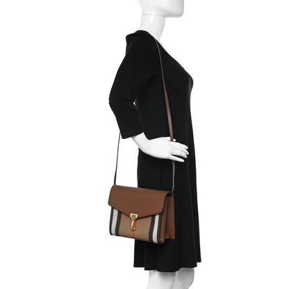 Burberry Derby Calfskin House Check Small Macken Crossbody Bag Tan 2 of 9