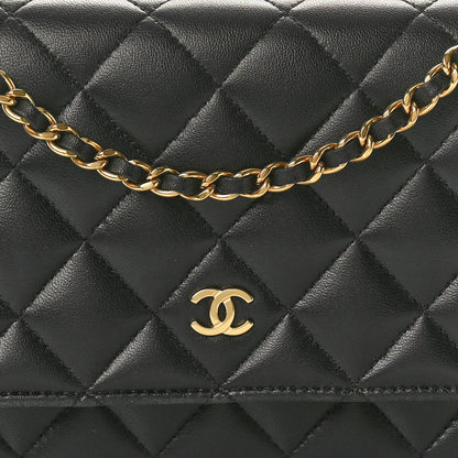 Chanel Lambskin Quilted Wallet On Chain WOC Black 8 of 10