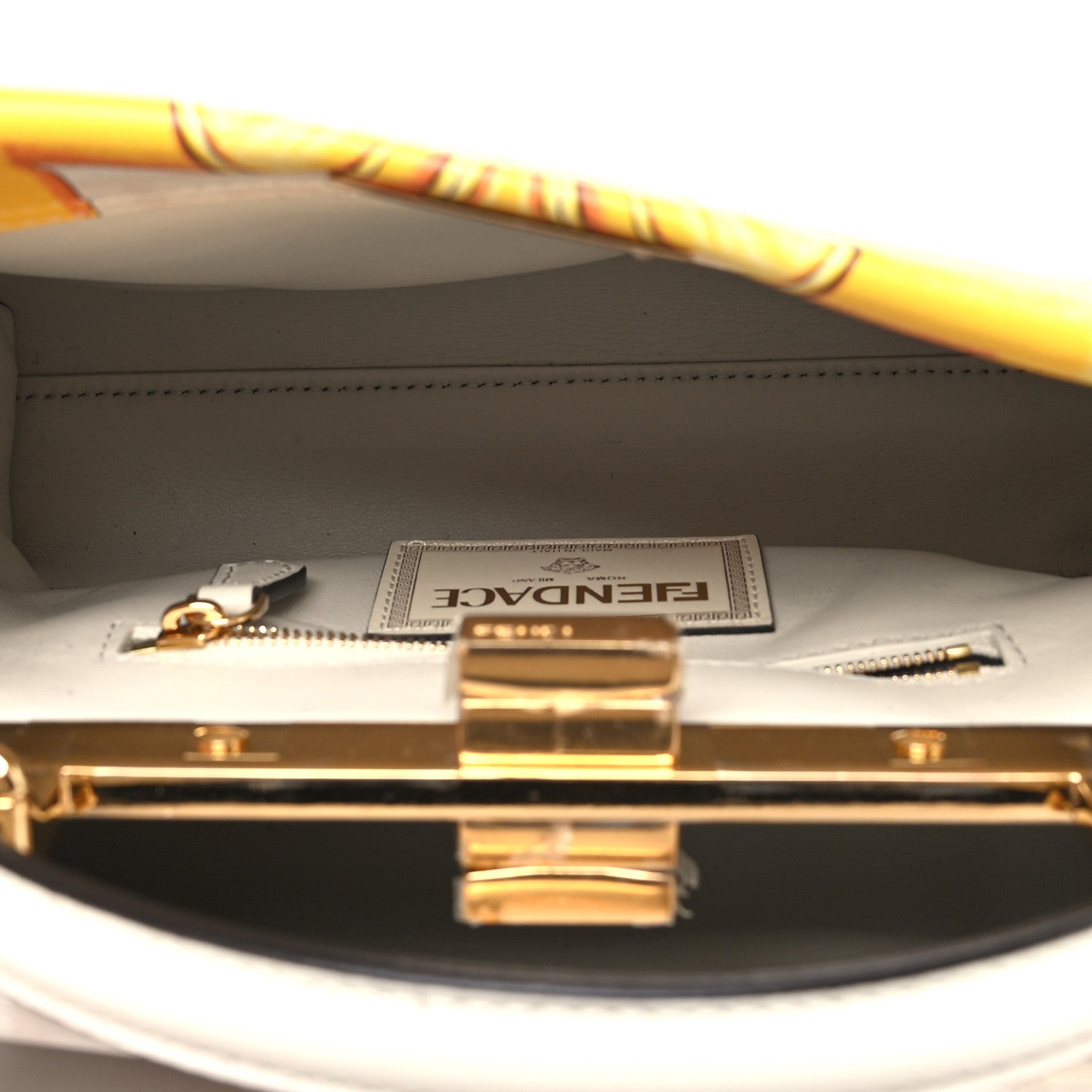Fendi X VERSACE Vitello Seta Nappa Fendace FF Baroque Mini Peekaboo Iconic Satchel White Ice Gold 5 of 12