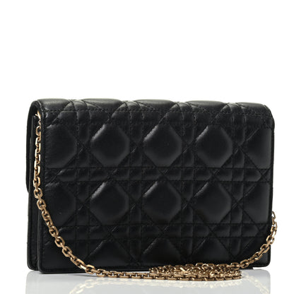 Christian Dior Lambskin Cannage Dioraddict Wallet on Chain Clutch Black 2 of 4