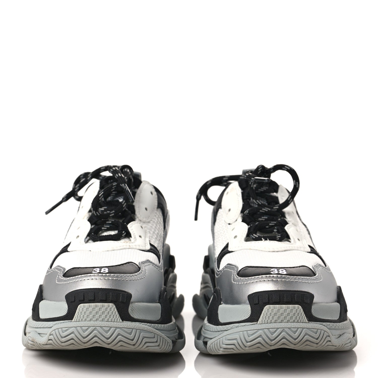 Balenciaga Metallic Fabric Mesh Womens Triple S Sneakers 38 Grey Dark Grey Black 2 of 7