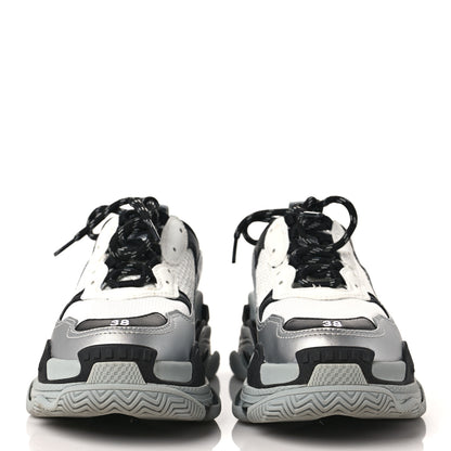 Balenciaga Metallic Fabric Mesh Womens Triple S Sneakers 38 Grey Dark Grey Black 2 of 7