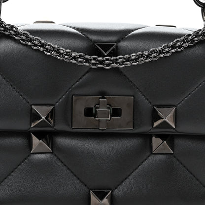 Valentino Garavani Nappa Monochrome Medium Roman Stud Shoulder Bag Black 7 of 9