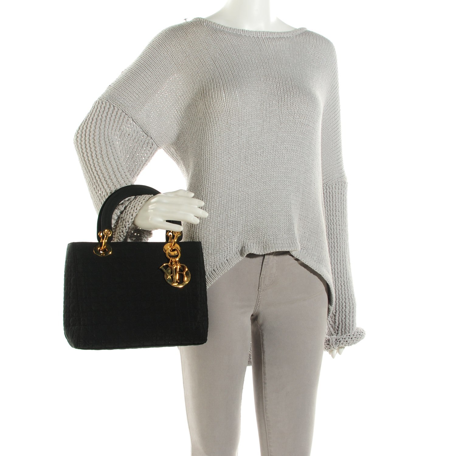 Christian Dior Nylon Cannage Medium Lady Dior Black 2 of 7