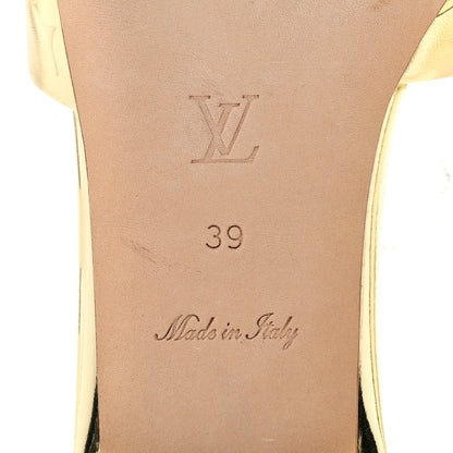 Louis Vuitton Metallic Lambskin Embossed Monogram Revival Flat Mules 39 Gold 7 of 10