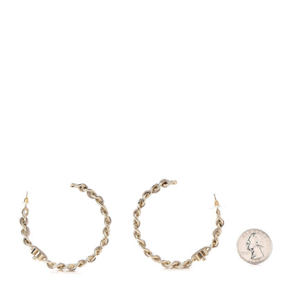 Chanel Metal Lambskin CC Turnlock Chain Hoop Earrings Matte Gold 2 of 5