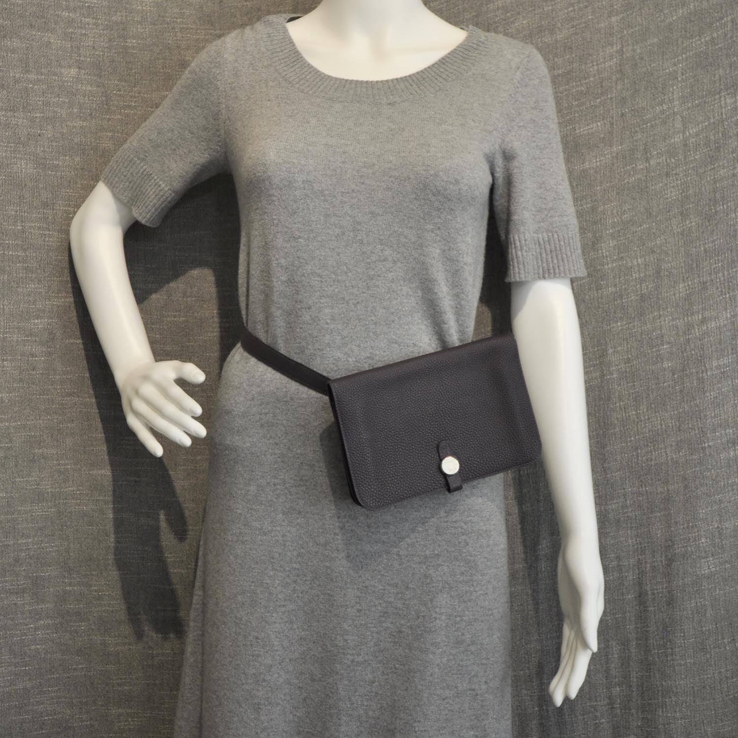 Hermes Togo Dogon Wallet Waist Pouch Raisin Purple 3 of 8