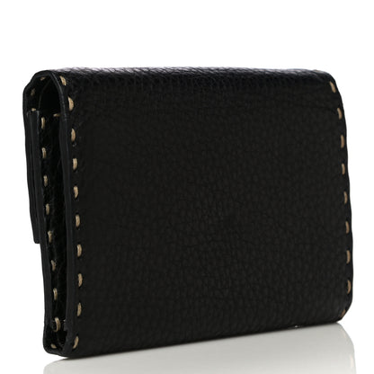 Fendi Calfskin Romano Selleria Tri-Fold Wallet Black 3 of 17