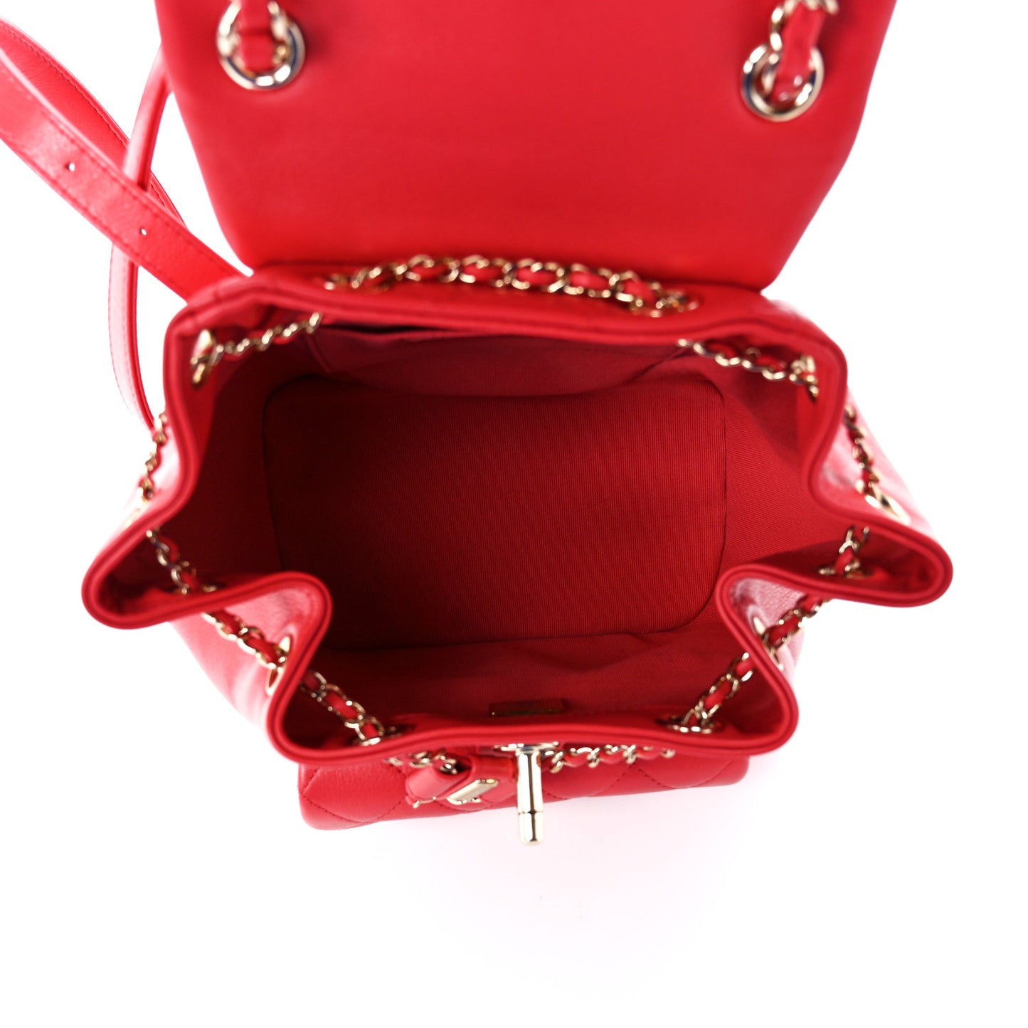Lambskin Quilted Small Duma Drawstring Backpack Dark Pink