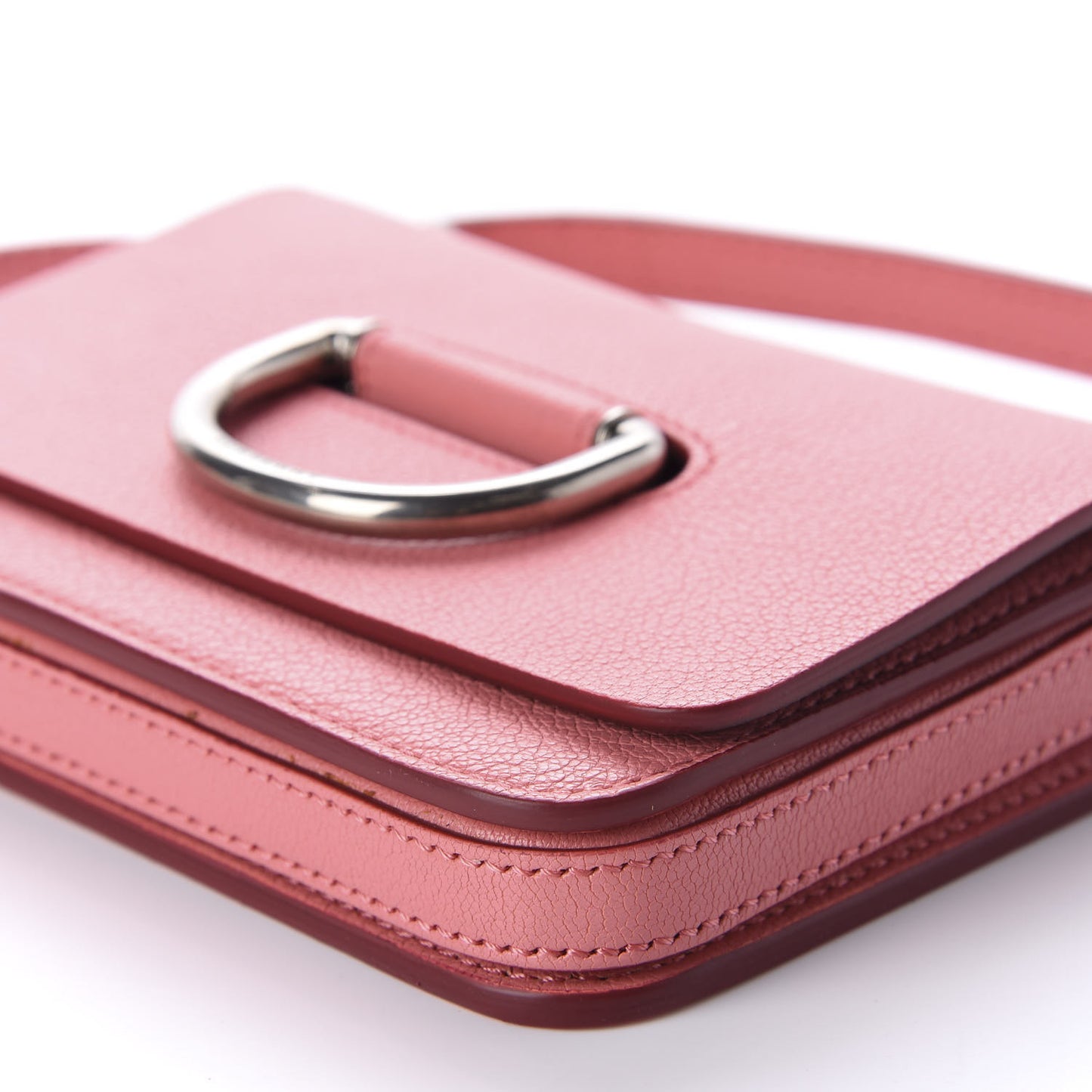 Goatskin Mini D-Ring Bag Bright Coral Pink