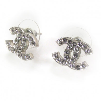 Chanel Crystal CC Logo Earrings Silver 1 of 4