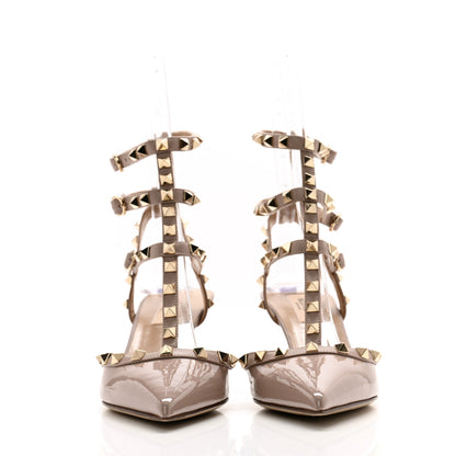 Valentino Garavani Patent Rockstud 90mm Cage Mules 38.5 Poudre 2 of 9