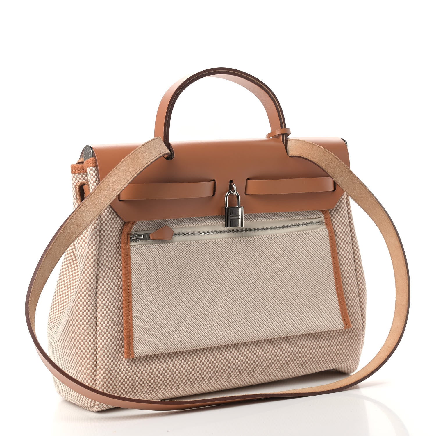 Hermes Vache Hunter Criss Viking Herbag Zip Retourne 31 PM Ecru Beige Naturel 3 of 10