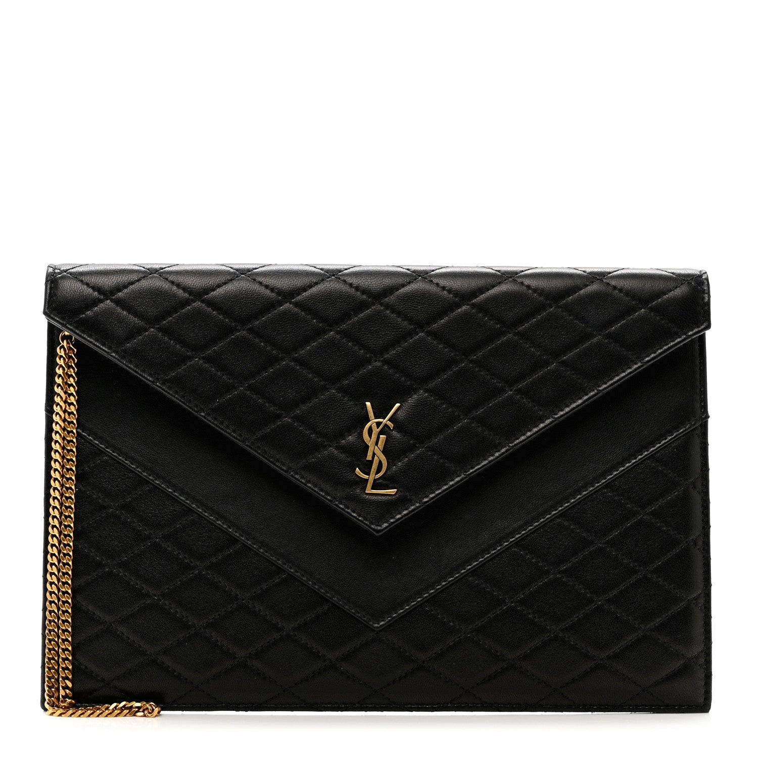 Saint Laurent Lambskin Quilted Double Flap Chain Pouch Black 1 of 7