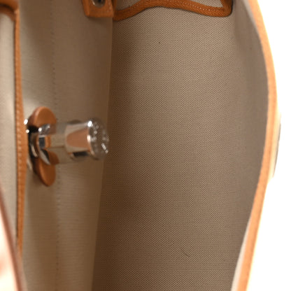 Hermes Military Toile Vache Hunter Herbag Zip Retourne 31 PM Beton Naturel 6 of 12