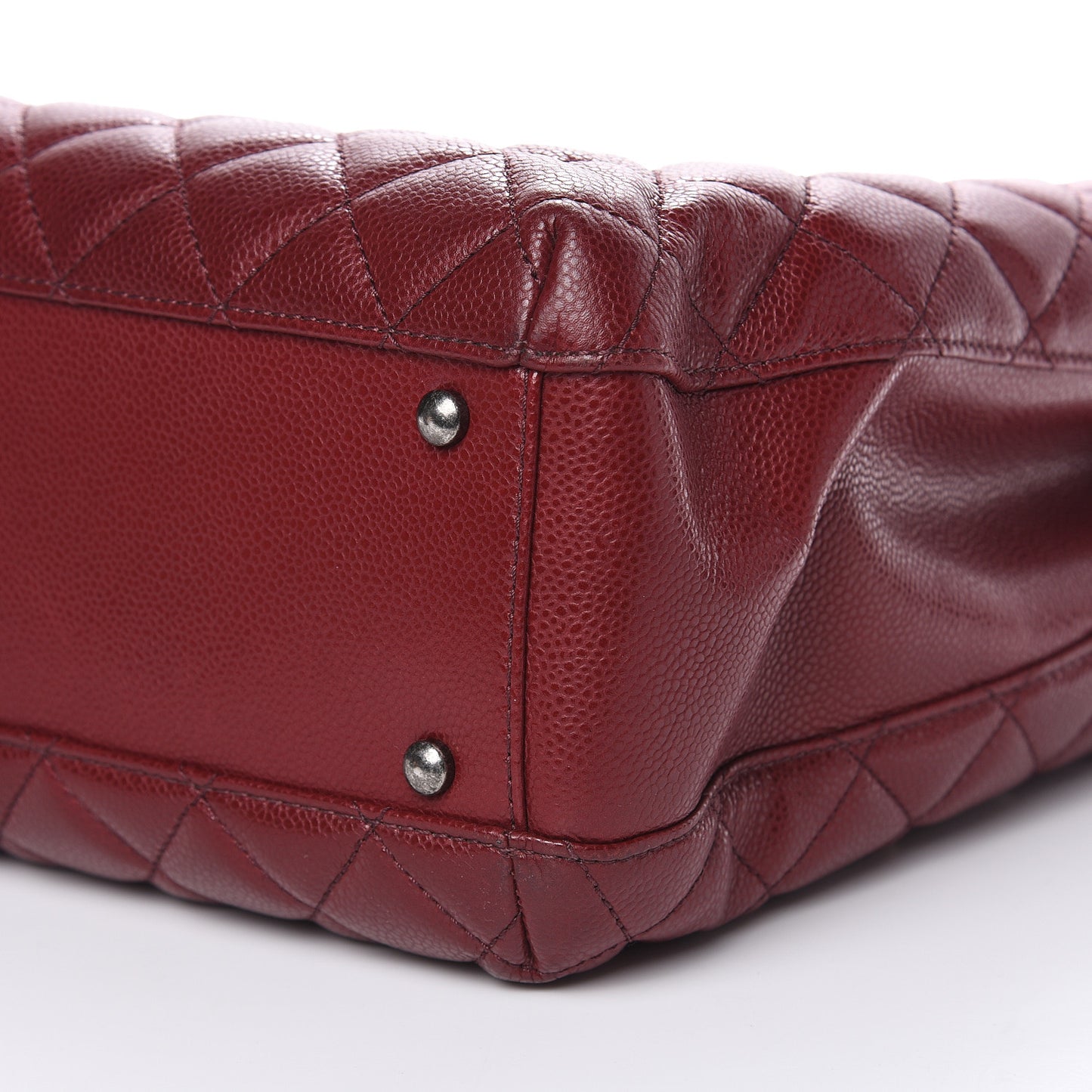 Caviar Quilted City Shopping Tote Dark Red