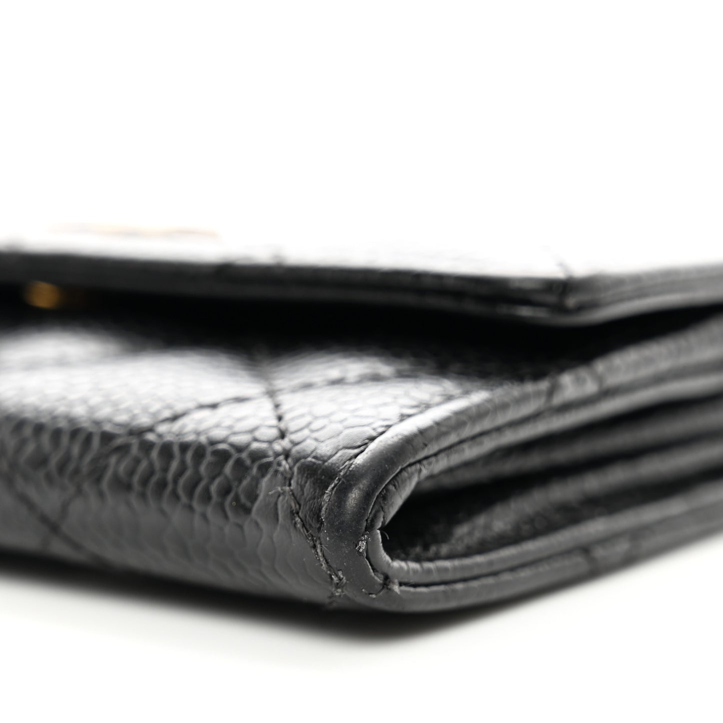 Caviar Quilted Flap Card Holder Black