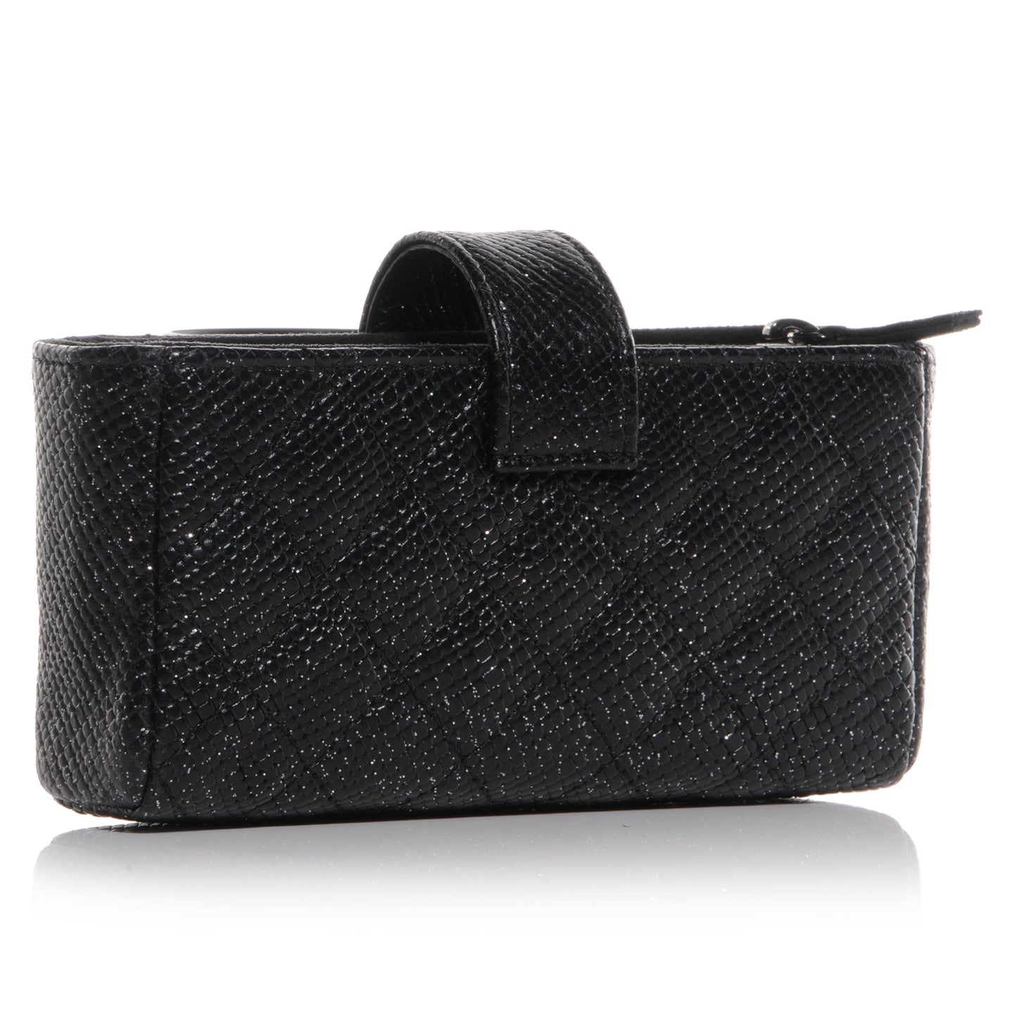 Glitter Caviar Quilted Mini Clutch Black