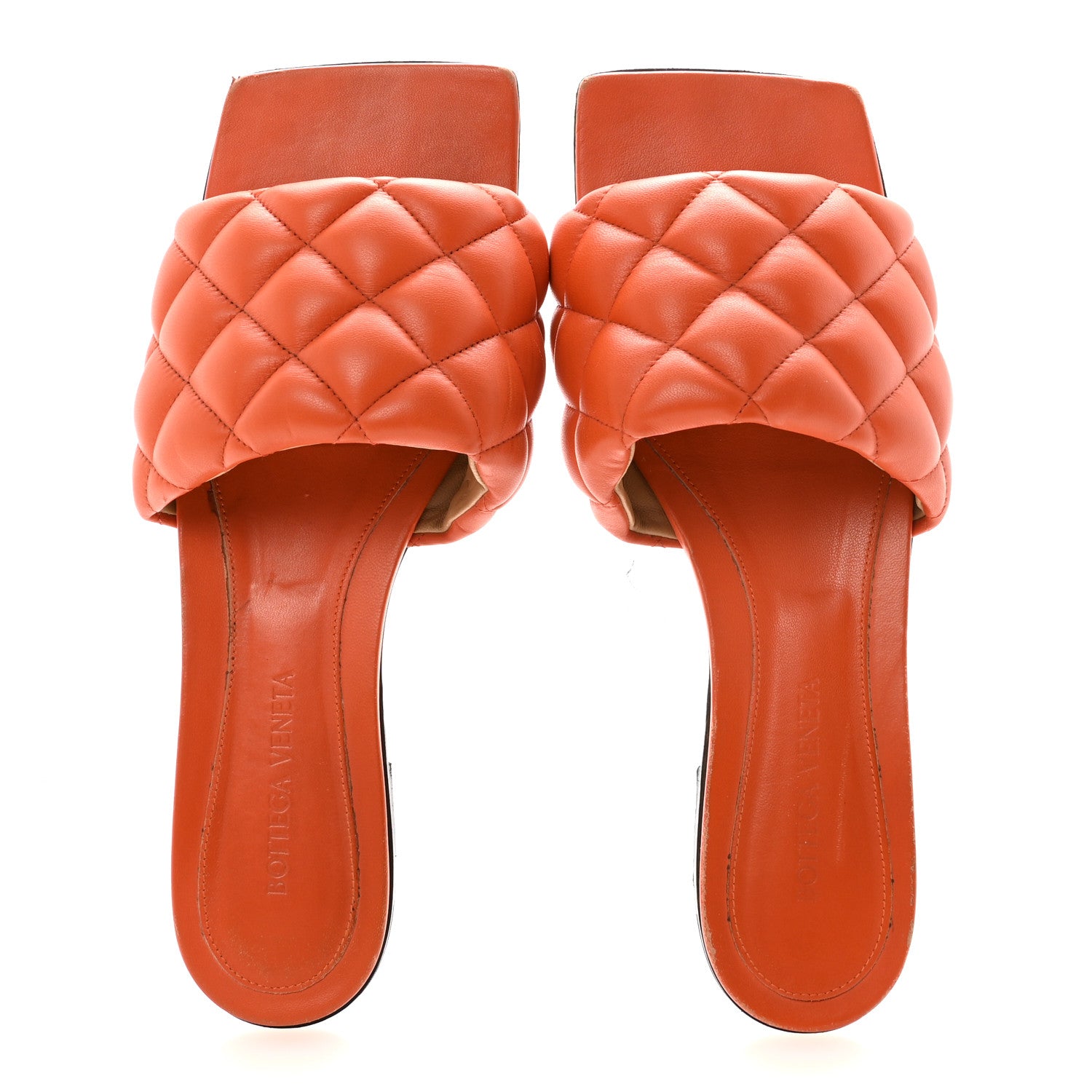 Bottega Veneta Nappa Matelasse Padded Flat Sandals 38 Orange 2 of 8