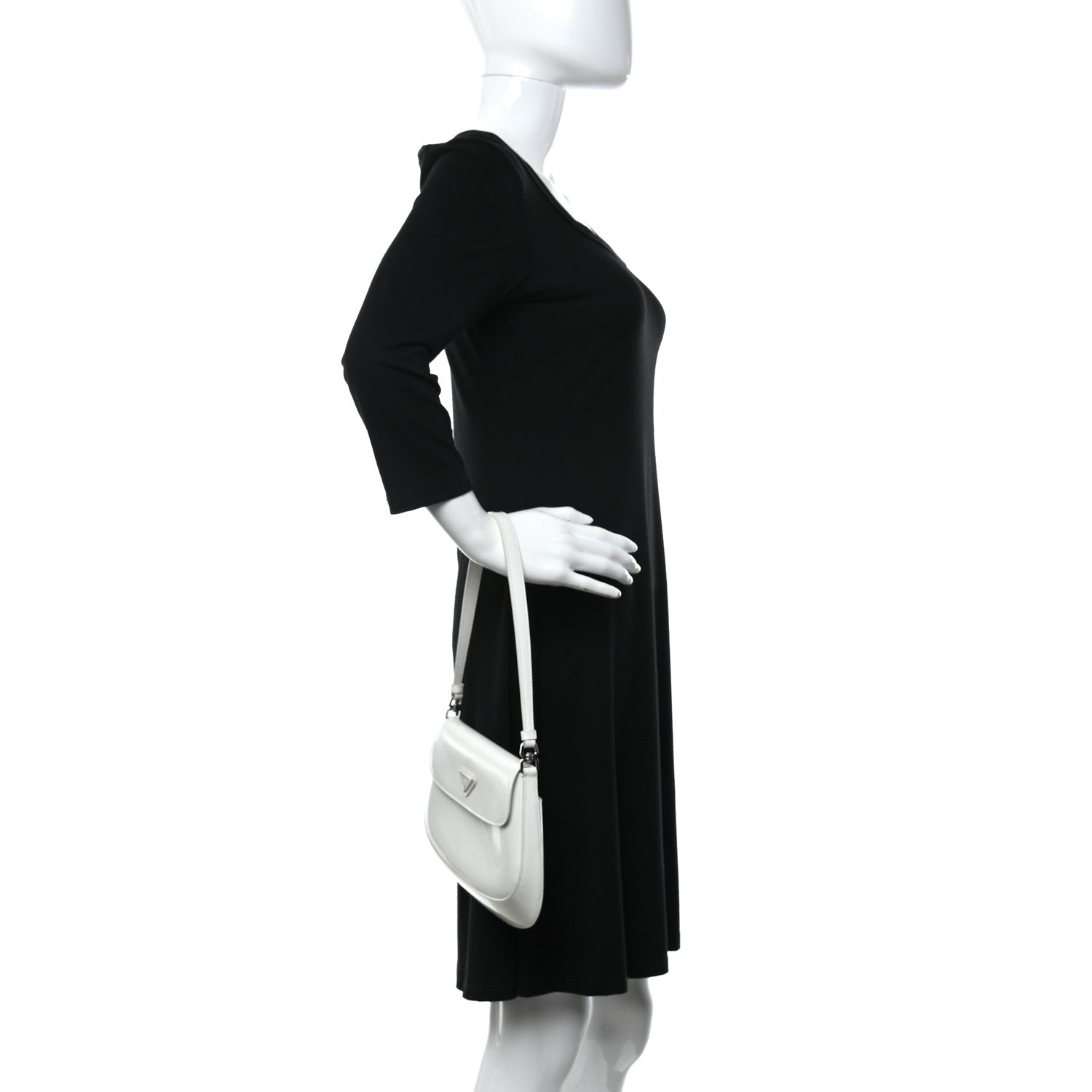 Prada Spazzolato Cleo Flap Shoulder Bag White 2 of 9