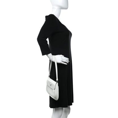 Prada Spazzolato Cleo Flap Shoulder Bag White 2 of 9