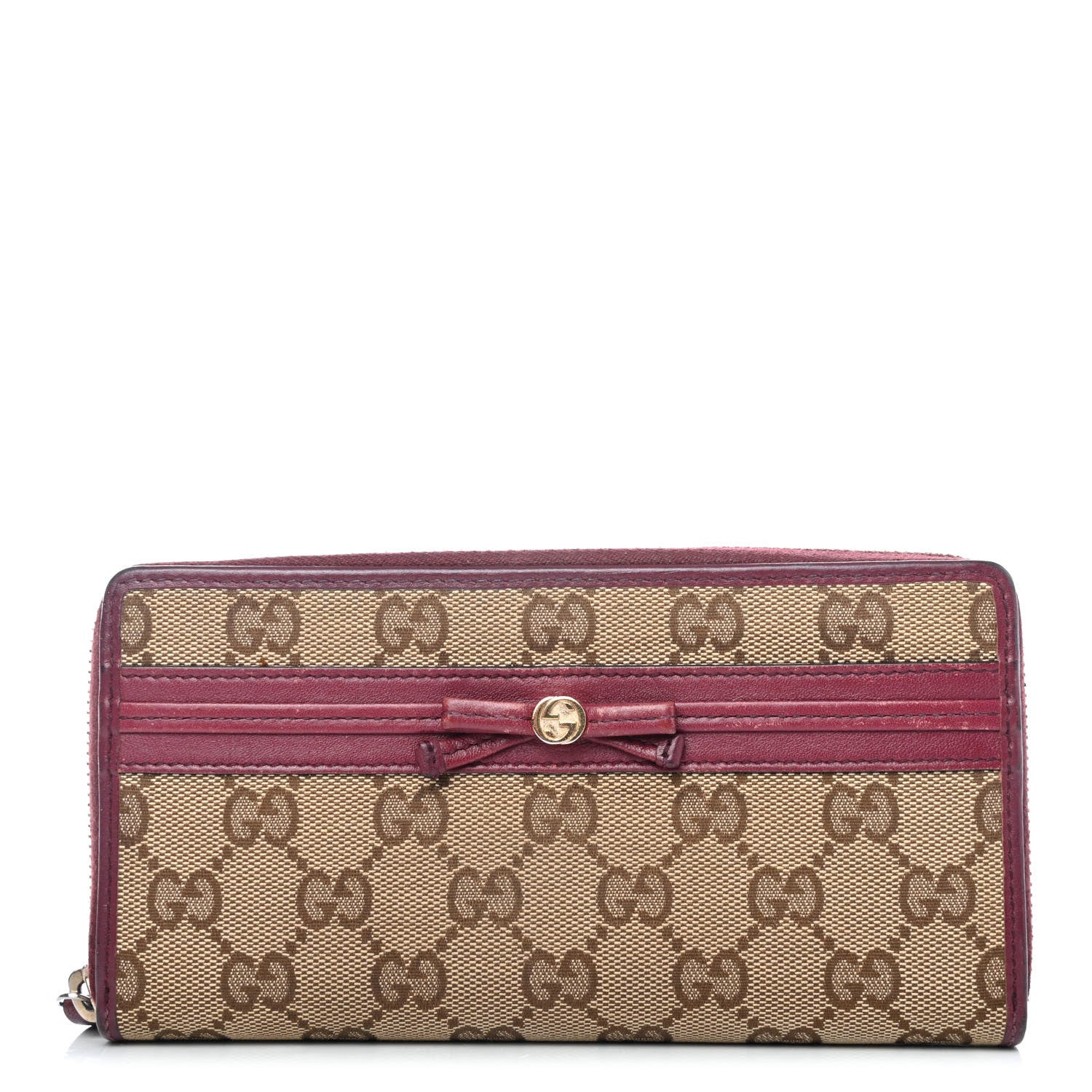 Gucci Monogram Margaux Calfskin Princy Zip Around Wallet Beige Ebony Cherry 1 of 4