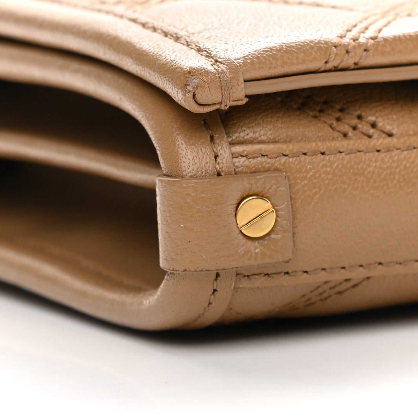 Lambskin Diamond Quilted Becky Chain Wallet Gold Sand