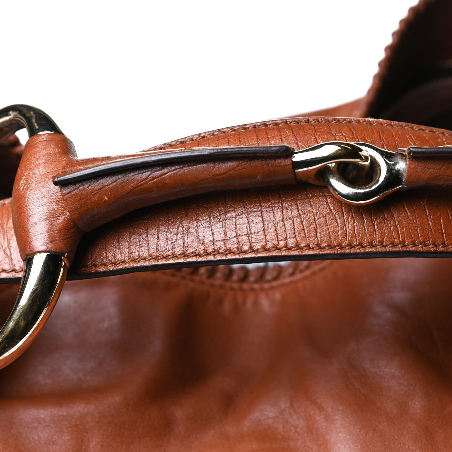 Calfskin Large Horsebit Chain Hobo Brown