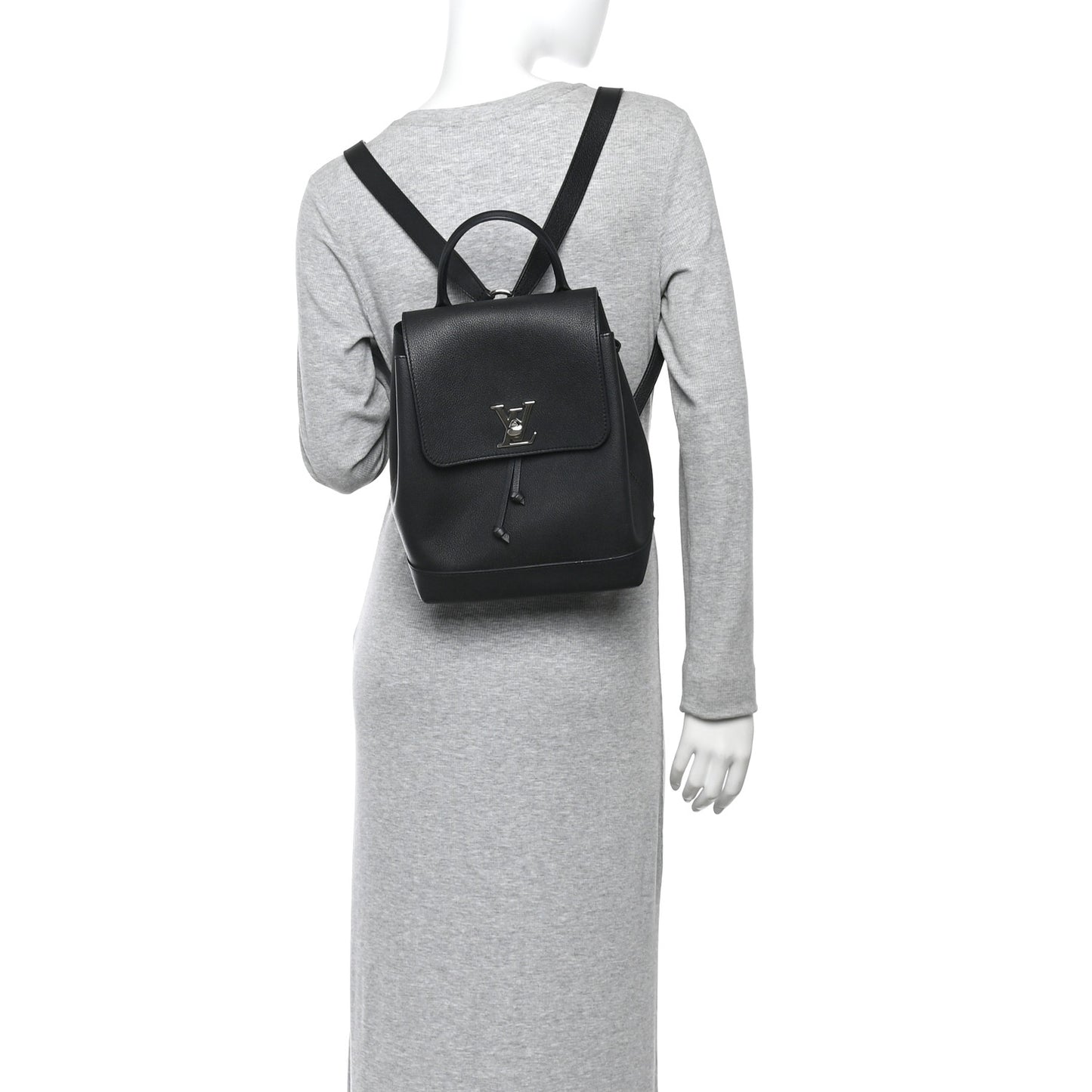 Calfskin Lockme Backpack Black