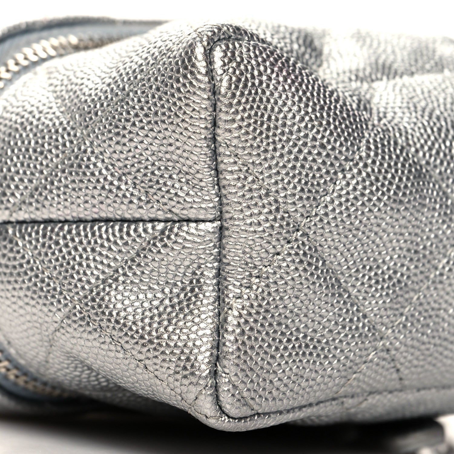 Chanel Metallic Caviar Quilted Mini Top Handle Vanity With Chain Silver 9 of 11
