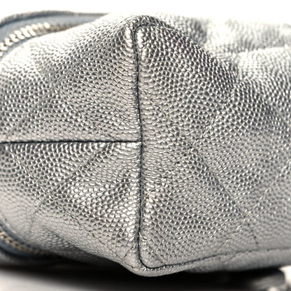 Chanel Metallic Caviar Quilted Mini Top Handle Vanity With Chain Silver 9 of 11