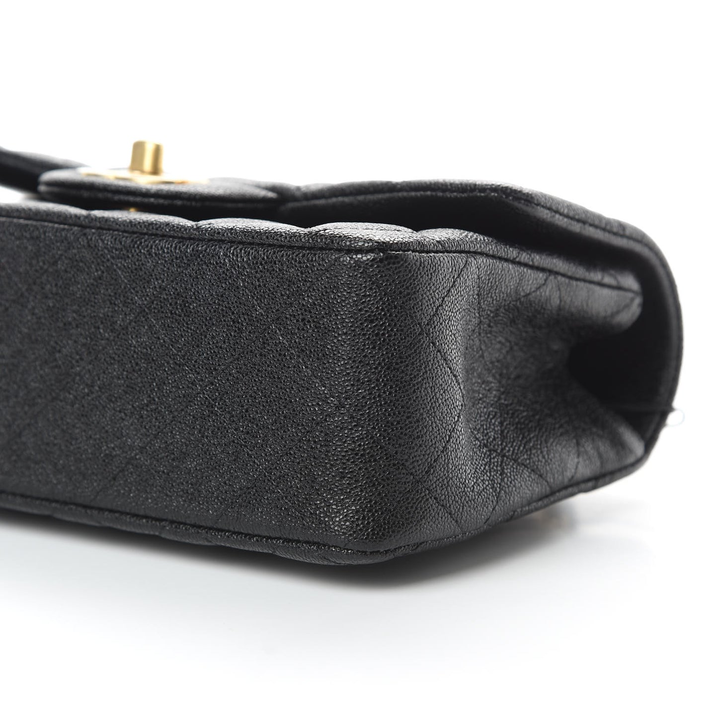 Caviar Quilted Mini Top Handle Rectangular Flap Black