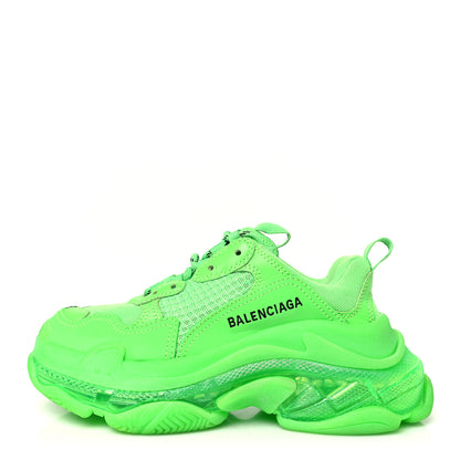 Balenciaga Fabric Mesh Clear Sole Womens Triple S Sneakers 36 Fluo Green 1 of 8
