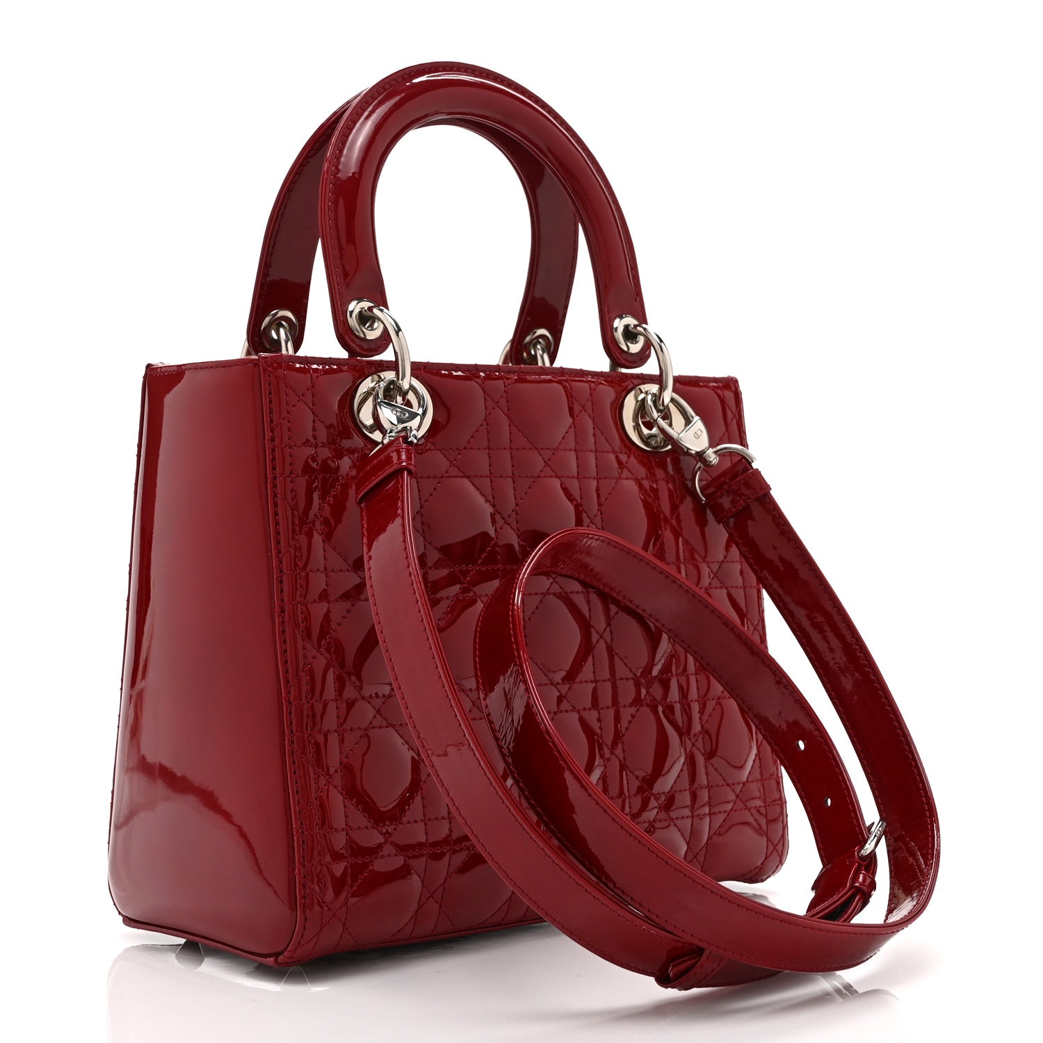 Christian Dior Patent Cannage Medium Lady Dior Red 3 of 10