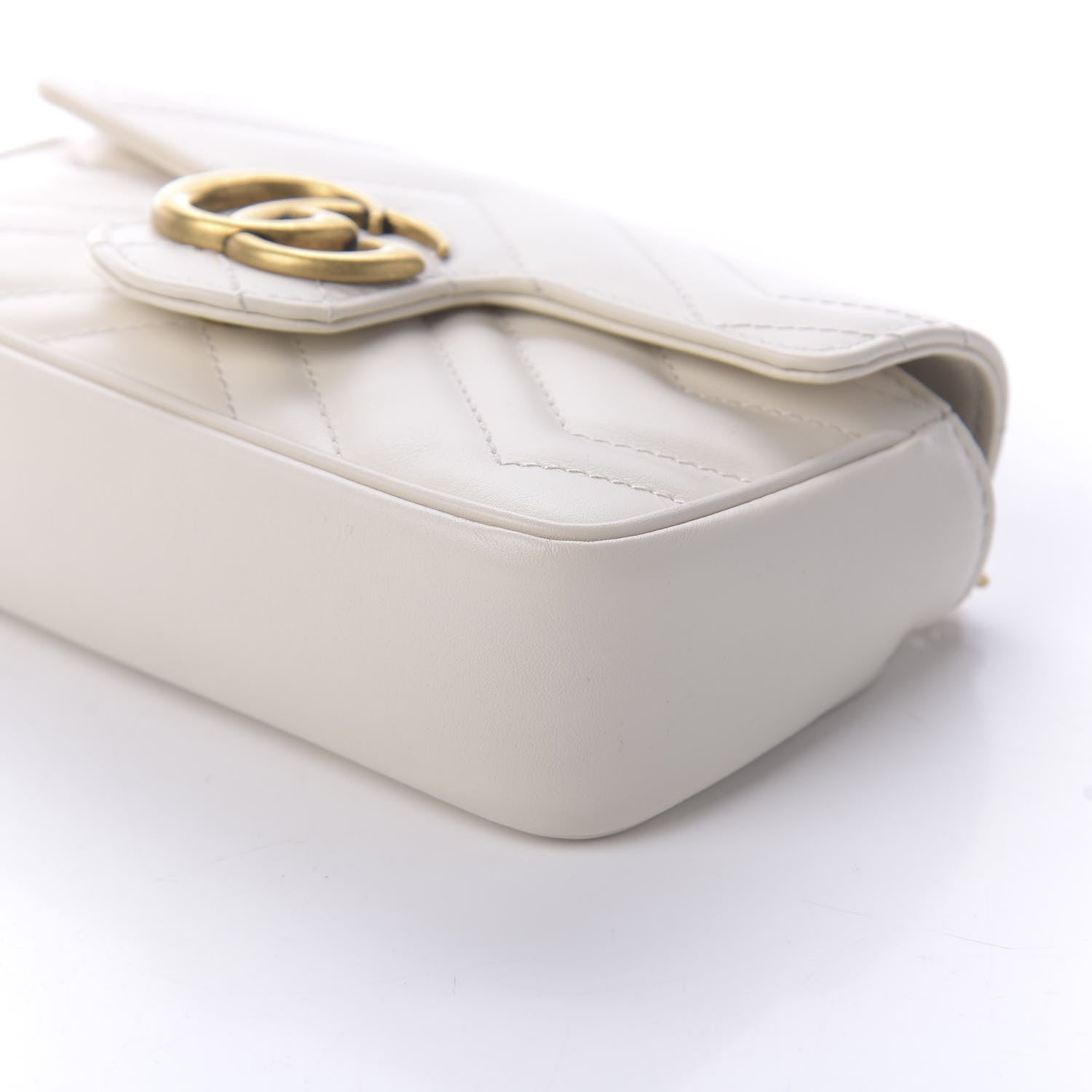 Gucci Calfskin Matelasse Super Mini GG Marmont Shoulder Bag White 7 of 11