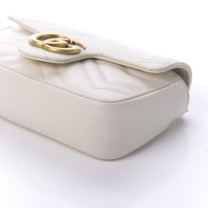 Gucci Calfskin Matelasse Super Mini GG Marmont Shoulder Bag White 7 of 11