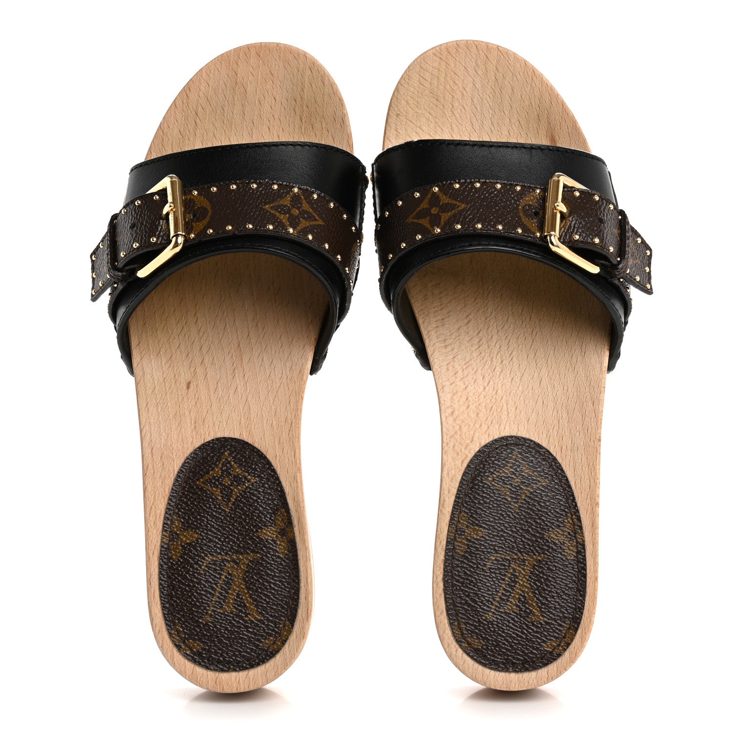 Louis Vuitton Calfskin Monogram Cottage Mules 37 Black 2 of 10