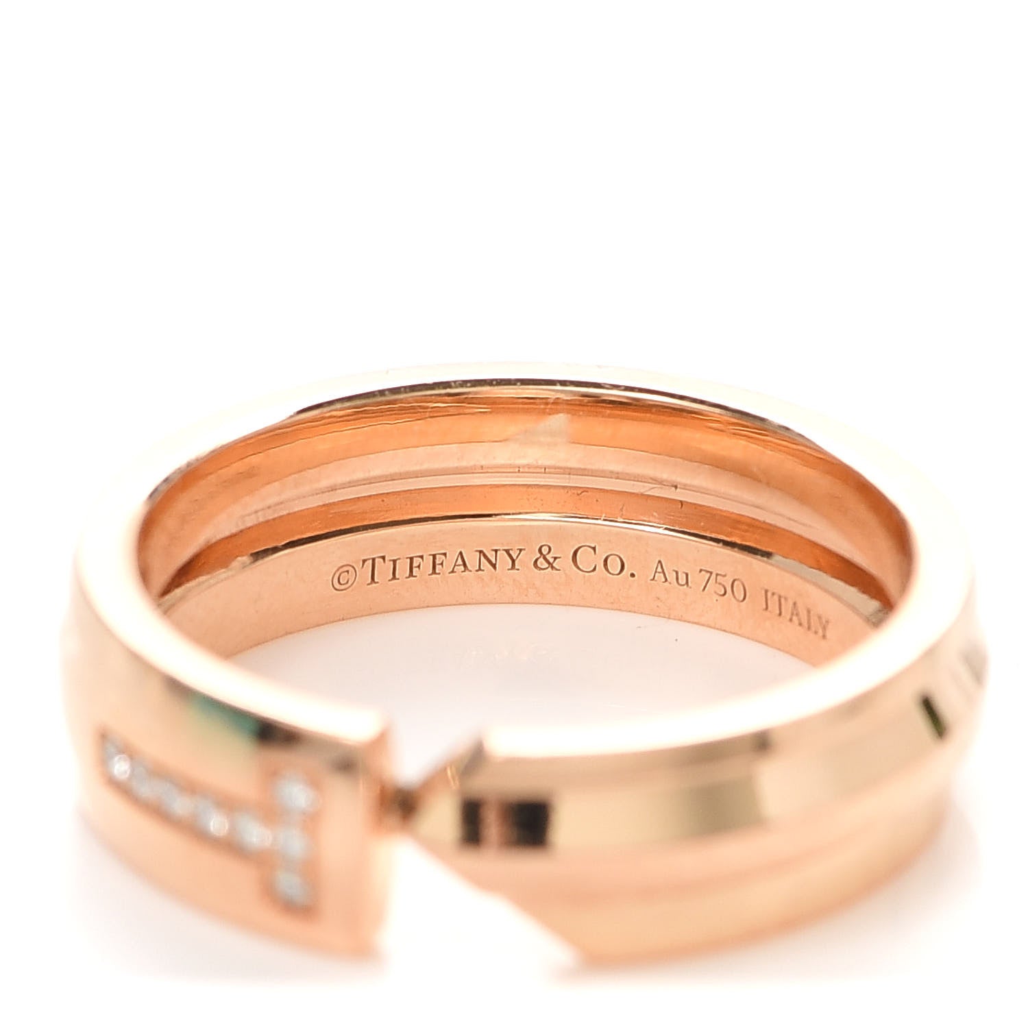 Tiffany 18K Rose Gold Diamond Modern Keys Ring 53 6.5 4 of 5
