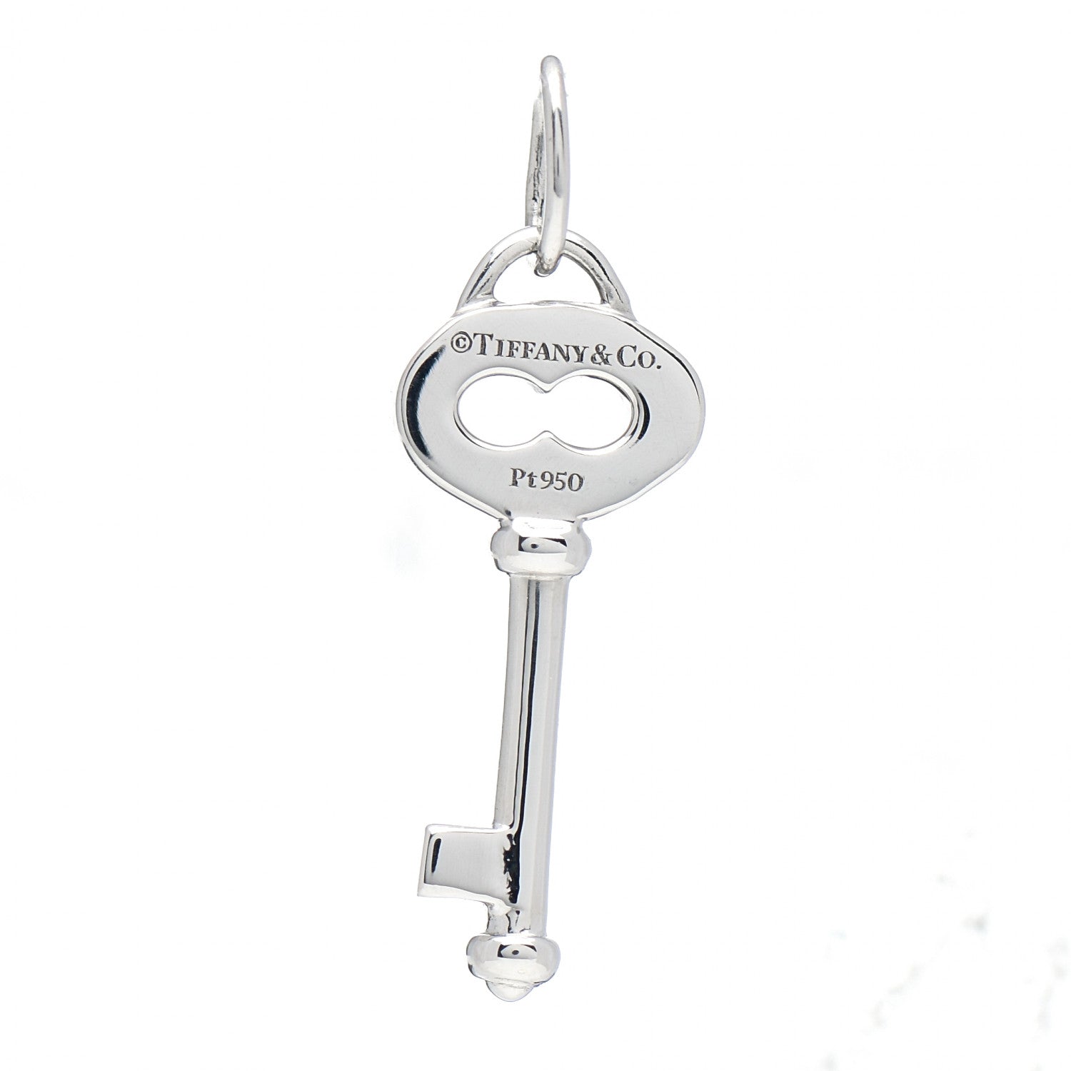 Tiffany Platinum Diamond Mini Oval Key Pendant 3 of 3