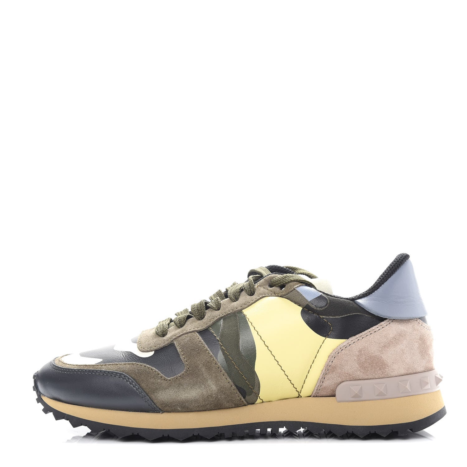 Valentino Garavani Nappa Suede Camouflage Womens Rockrunner Sneakers 38.5 Green Multicolor 1 of 10