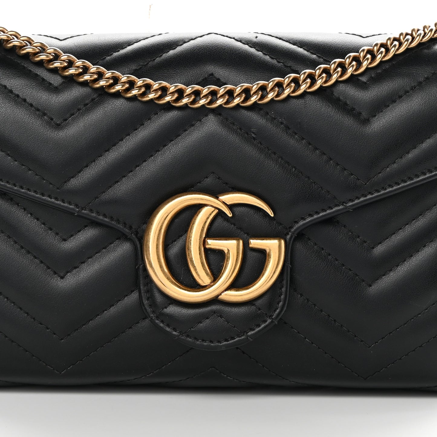 Calfskin Matelasse GG Marmont Chain Wallet Black