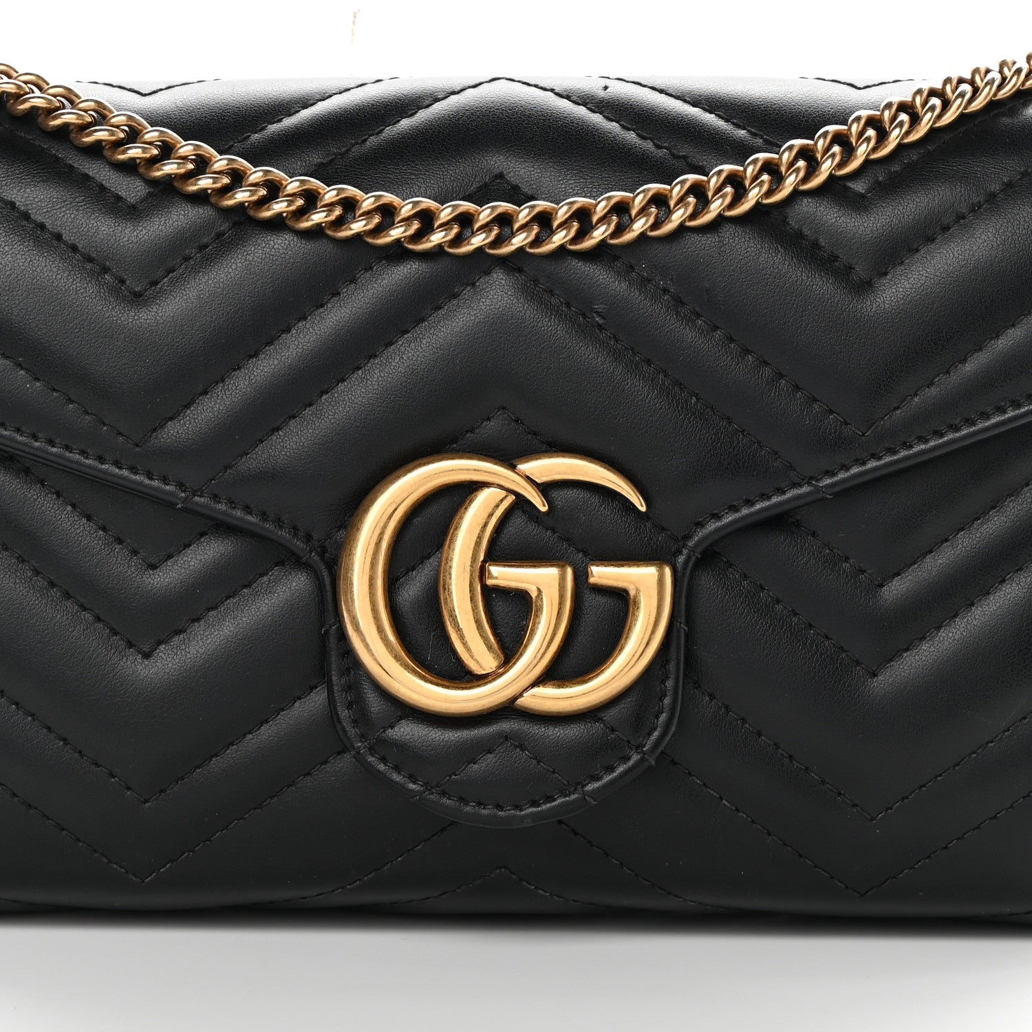 Gucci Calfskin Matelasse GG Marmont Chain Wallet Black 8 of 14