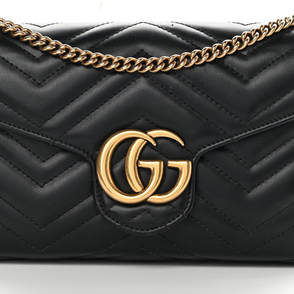 Gucci Calfskin Matelasse GG Marmont Chain Wallet Black 8 of 14