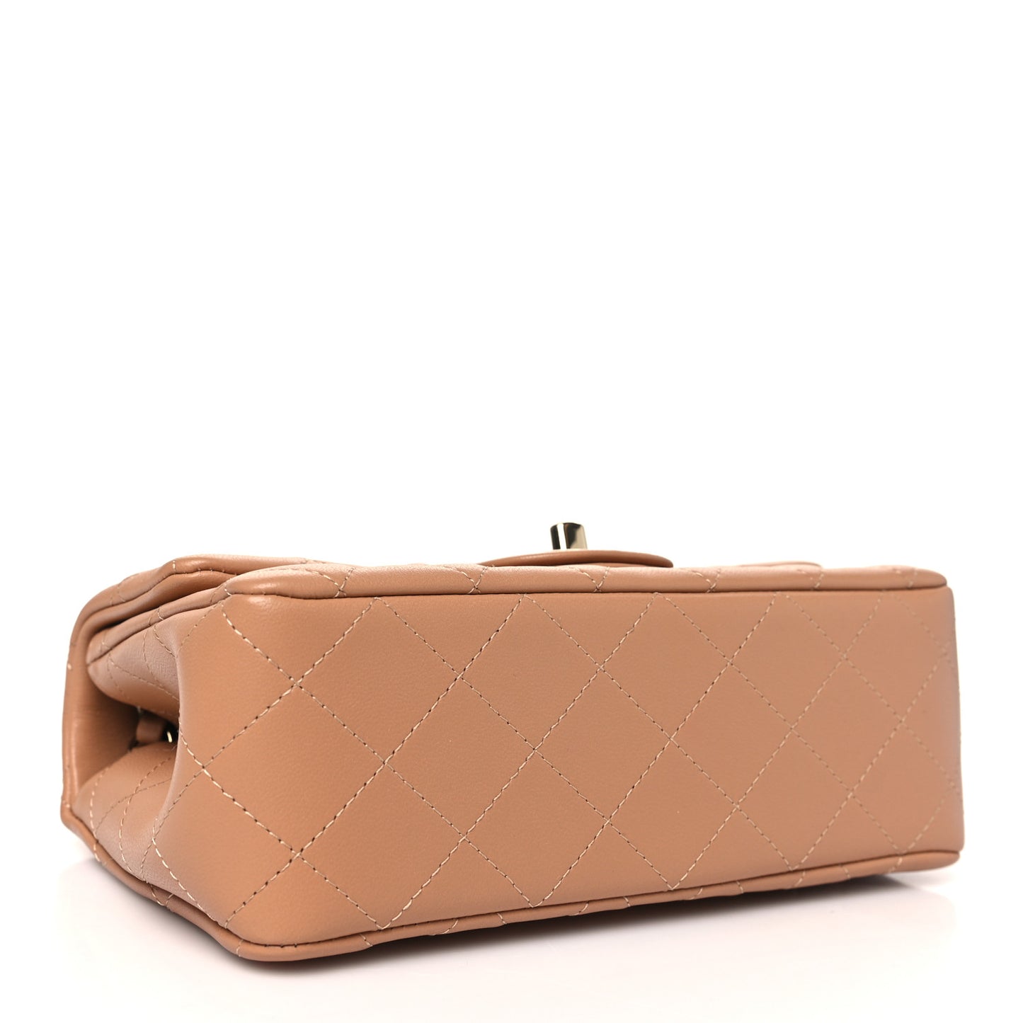 Lambskin Quilted Mini Rectangular Flap Brown