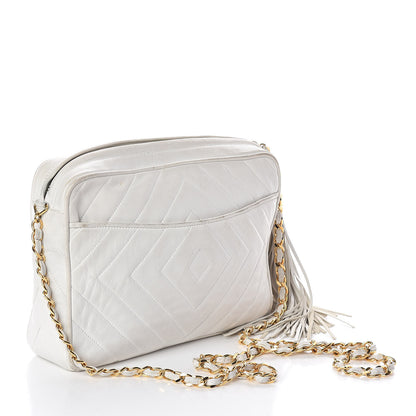 Chanel Lambskin Chevron Tassel Camera Case White 3 of 18