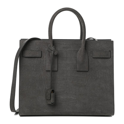 Saint Laurent Crocodile Embossed Nubuck Small Sac De Jour Dark Anthracite 1 of 9